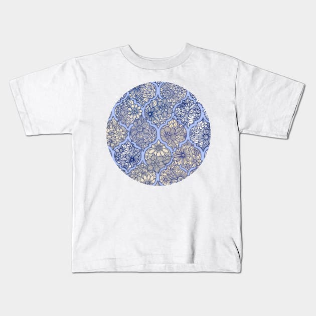 Moroccan Floral Lattice Arrangement - purple Kids T-Shirt by micklyn